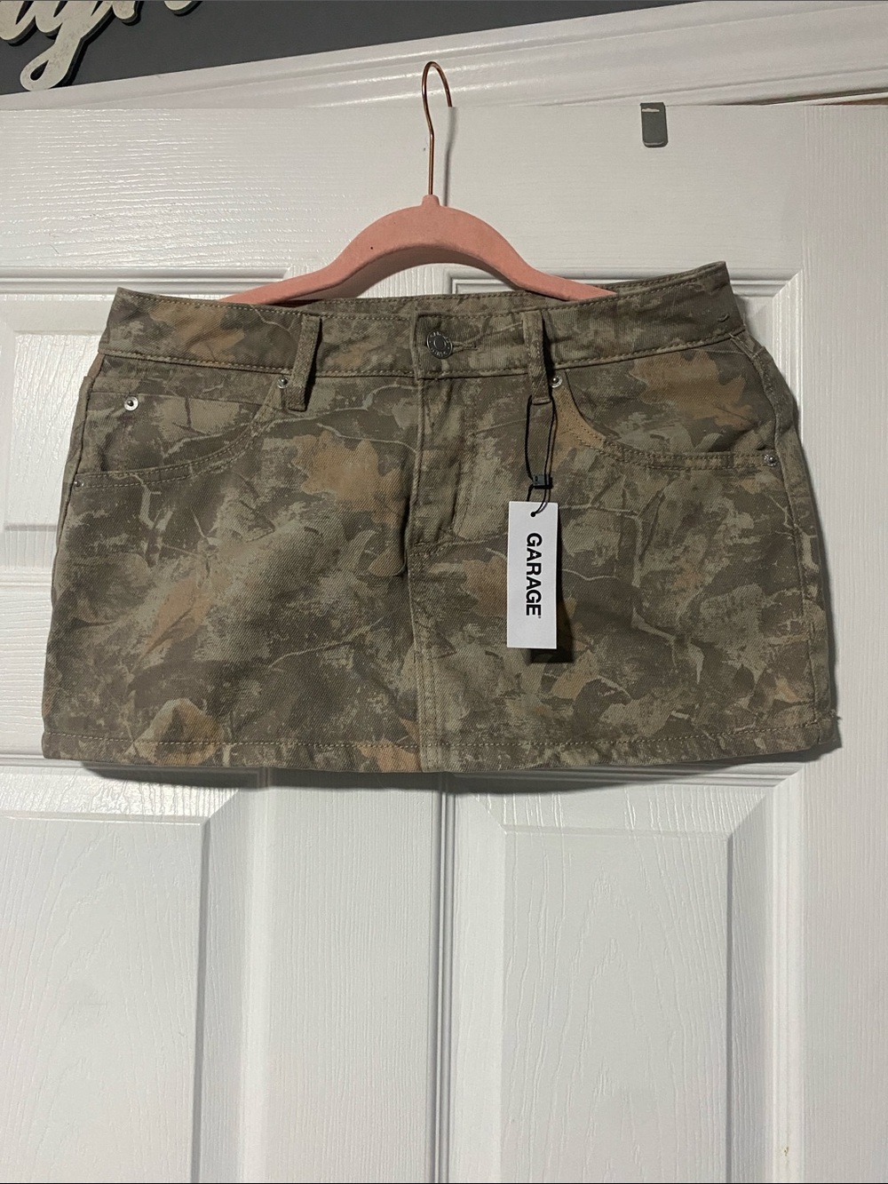 Garage Camo Mini Skirt in Olive and Tan